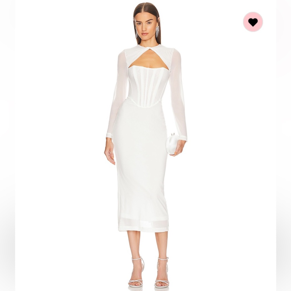 Bardot Ramona Corset Mesh Dress in Orchid White